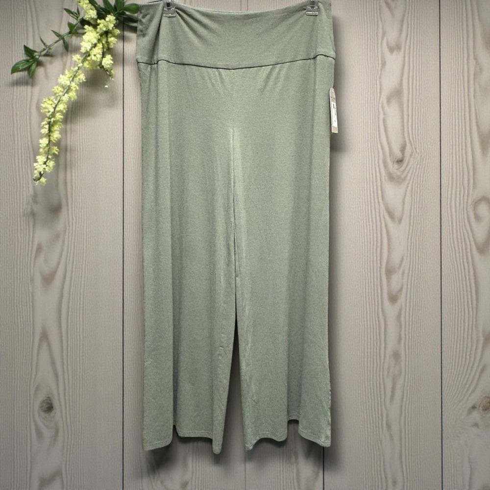 Nine Eight New York Women XL Sea Turtle Green Wide Leg Lounge Stretch Pants NWT